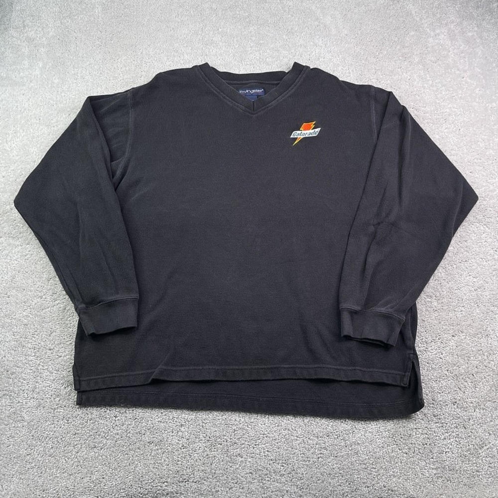 Vintage Swingster Gatorade Sweatshirt Men XL Black V Neck Embroidered Logo